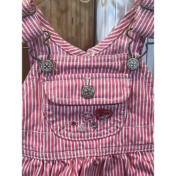 Oshkosh B’Gosh Pink Gingham Check Overalls Jumper Cotton Dress Girls Sz 6 Months - Picture 10 of 10